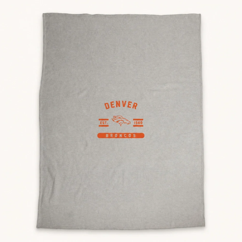Logo Brands Denver Broncos Sublimated Sweatshirt Blanket Oatmeal 54x84 Oversized
